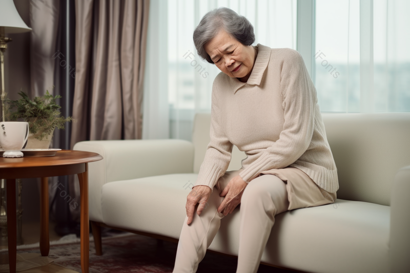 白发老人单独居家腿脚难受,高清,摄影图,摄影图片,图片大全,摄影图免费下载